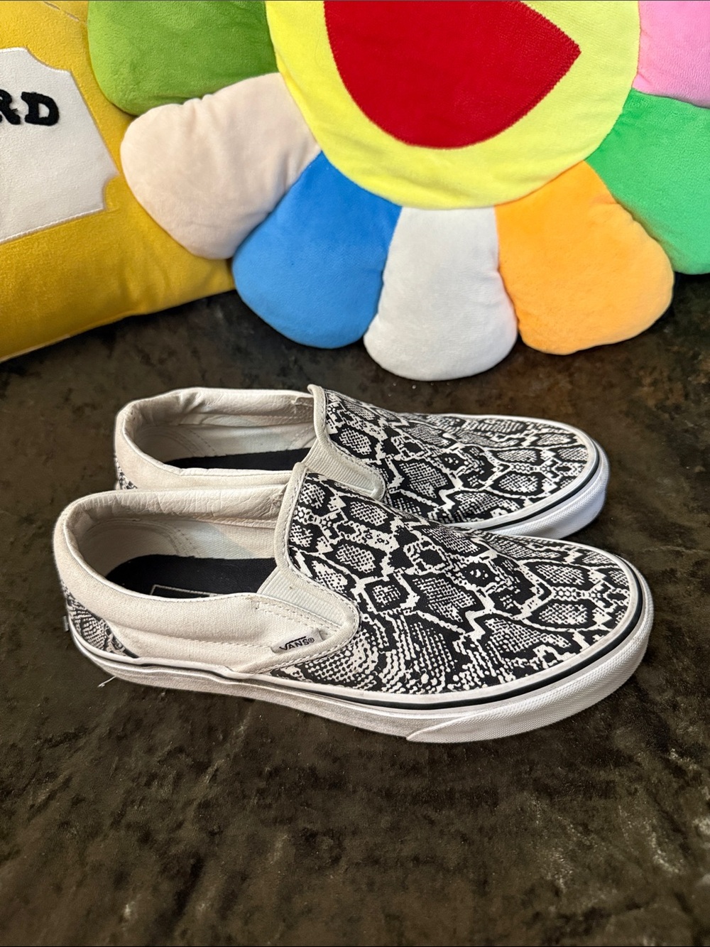 Vans Classic Slip on Grey Canvas Snake Print size 9 GWC - Picture 3 of 6